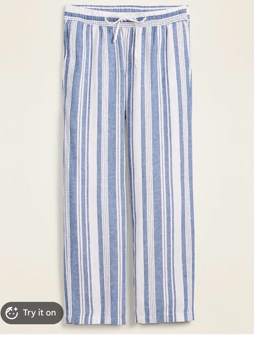 2 for $20 sale: Old navy wide leg blue white striped linen blend beach pants - S - Picture 1 of 6